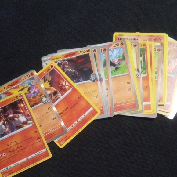 Set Of 20 Fire Pokemon Cards Featuring 2 Moltres Holo foil Cards - Picture 1 of 9